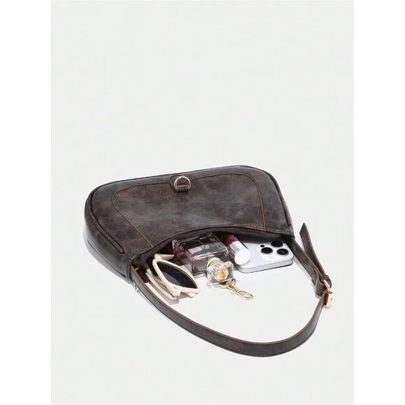 Women’s Coffee Retro Vintage Hobo Bag | Elegant Underarm Purse & Shoulder Bag - Picture 5 of 6